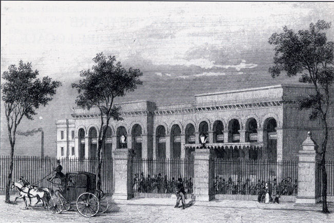 La façade du débarcadère du Havre en 1847, lithographie, A.-H. Couveley